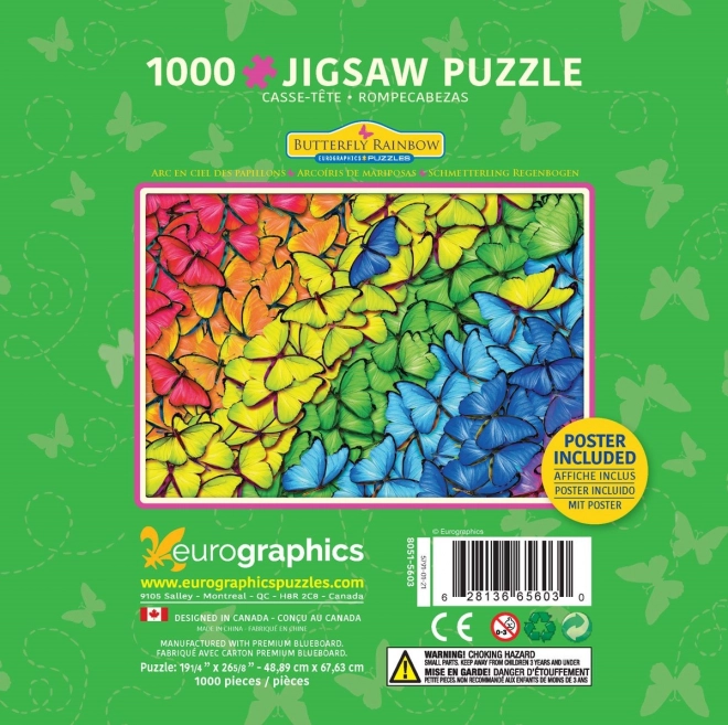 Puzzle v plechovej krabičke Motýlia dúha 1000 dielikov