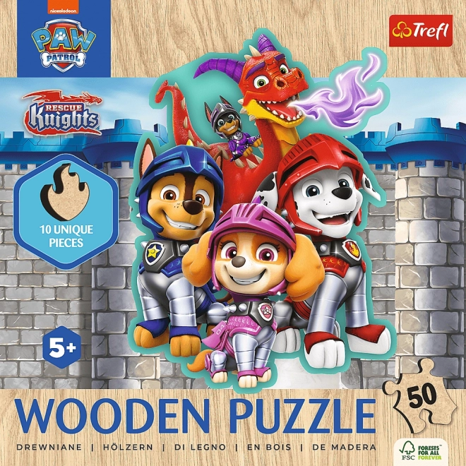 Drevené obrysové puzzle Tlapková patrola: Rescue Knights 50 dielikov