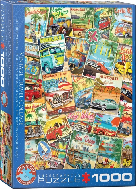 Eurographics Puzzle Retro Cestovateľská Koláž 1000 Dielikov