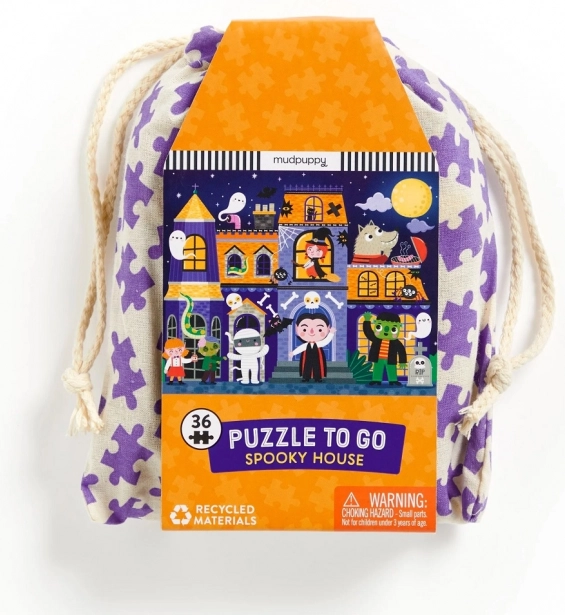 Puzzle Strašidelný dom od Mudpuppy v látkovom vrecúšku