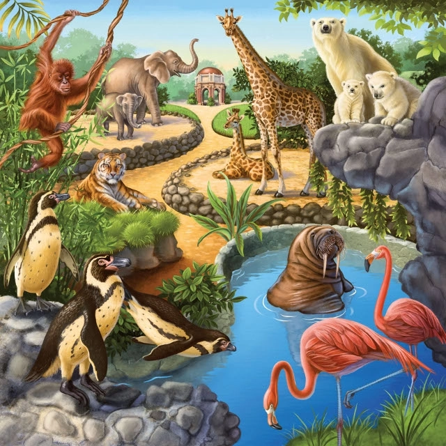 Ravensburger Puzzle Zvieratá v lese, ZOO a na statku 3x49 dielikov