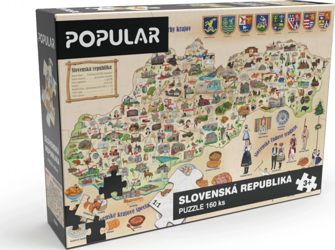 Populárne puzzle mapa Slovenska