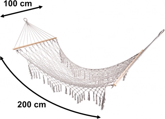 Záhradná hojdacia sieť Boho so strapcami sivá 200 cm