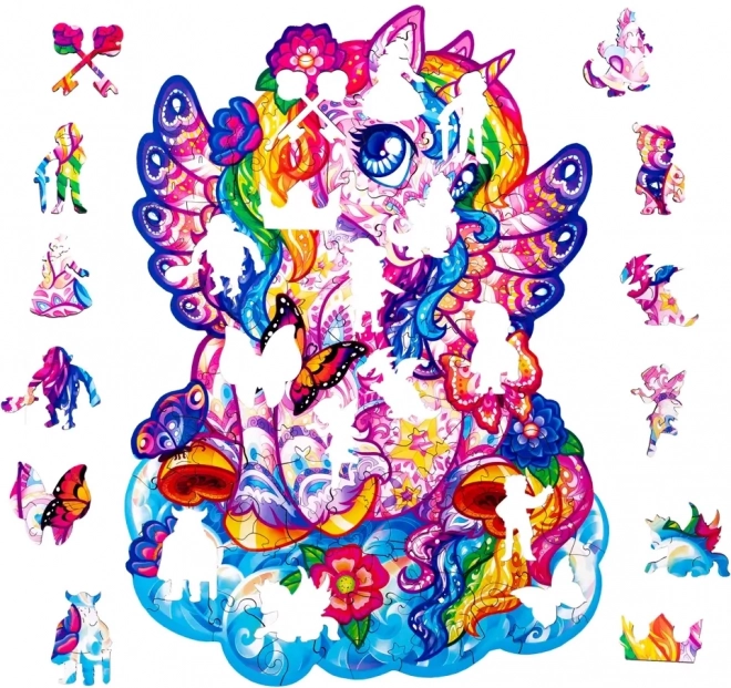 Drevené farebné puzzle - Rozprávkový jednorožec