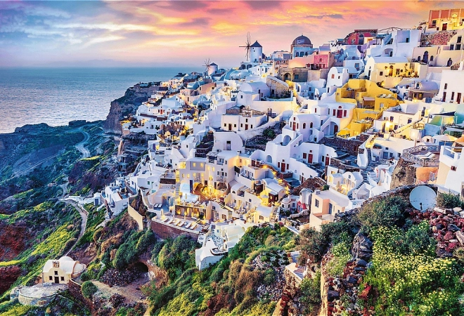 Trefl Puzzle 2v1 Nádherný ostrov Santorini 1500 dielikov s lepidlom