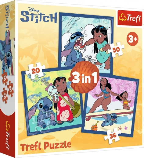 Puzzle 3 v 1 – čas so STITCHOM LILO & STITCH od Trefl