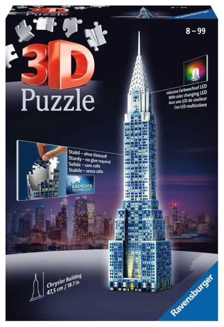 Svietiace 3D puzzle Nočná edícia Chrysler Building