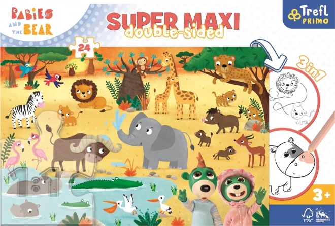 Obojstranné puzzle Treflíci v ZOO super maxi