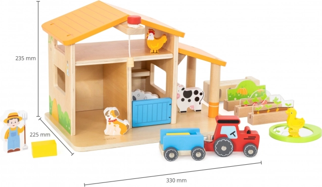 VIGA Drevená farma s domom a traktorom