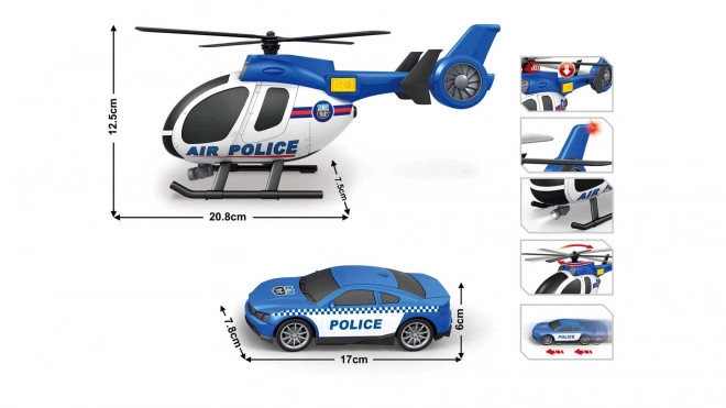 Zábavný policajný set - helikoptéra a auto