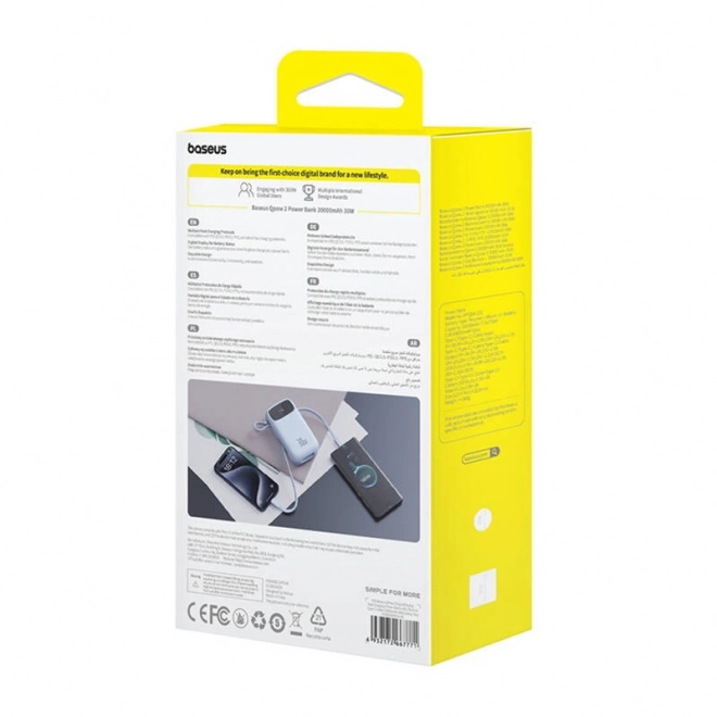 Powerbanka Baseus QPow2 20000mAh 30W modrá