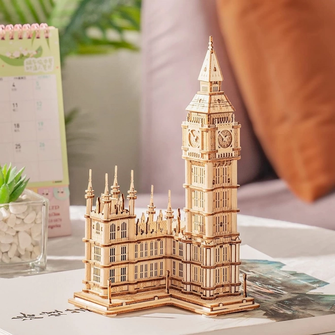 RoboTime drevené 3D puzzle vežové hodiny Big Ben svietiace