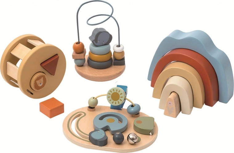 drevený montessori hrací set 4 v 1 pre najmenších