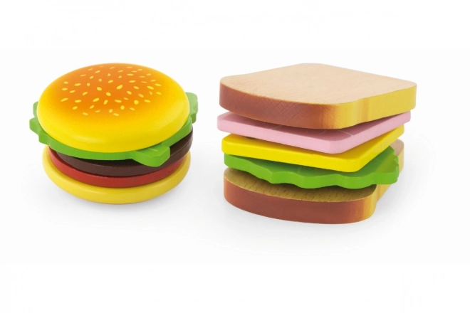 Drevený hamburger a sendvič pre deti