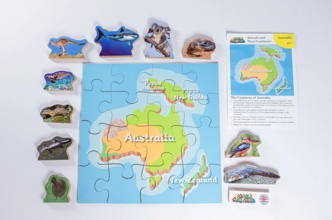 Austrália a jej zvieratá - drevené puzzle pre deti