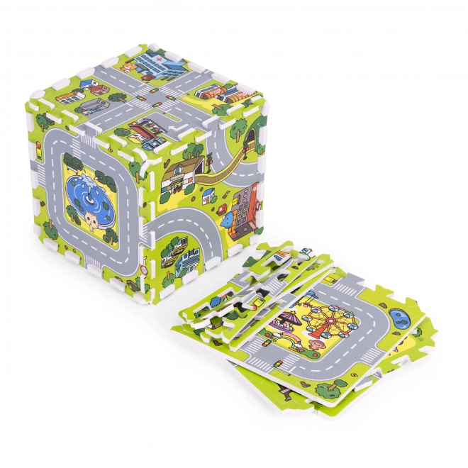 Farebná penová podložka Puzzle Mesto ECOTOYS