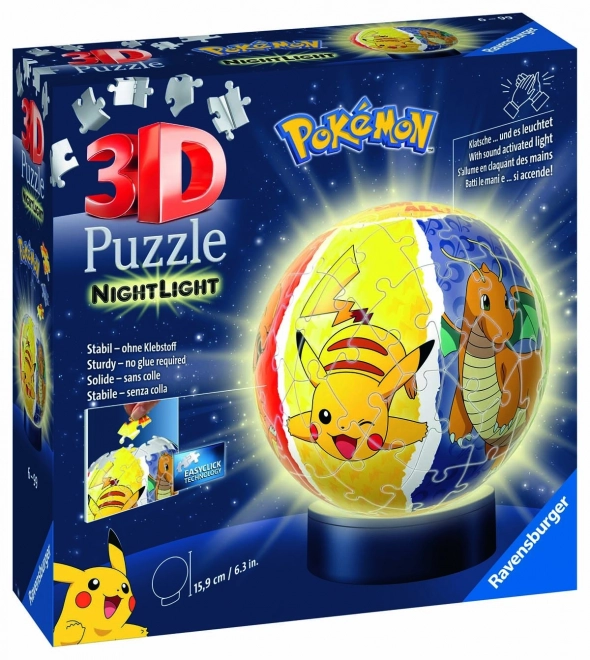 Svetielkujúca 3D Puzzelová Guľa Pokémon