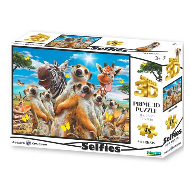 Prime 3D Puzzle Surikaty Selfie 48 Dielikov