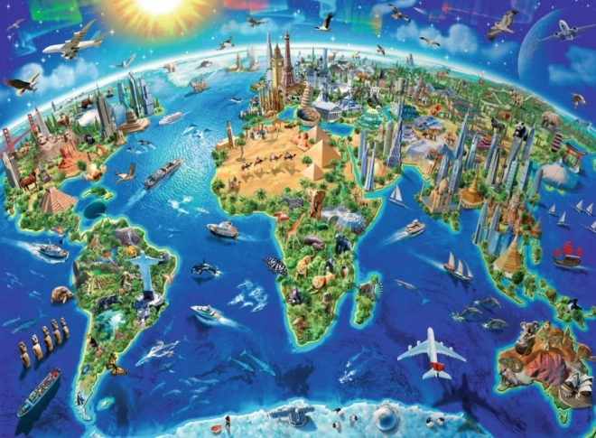 Ravensburger Puzzle Mapa svetových pamiatok XXL