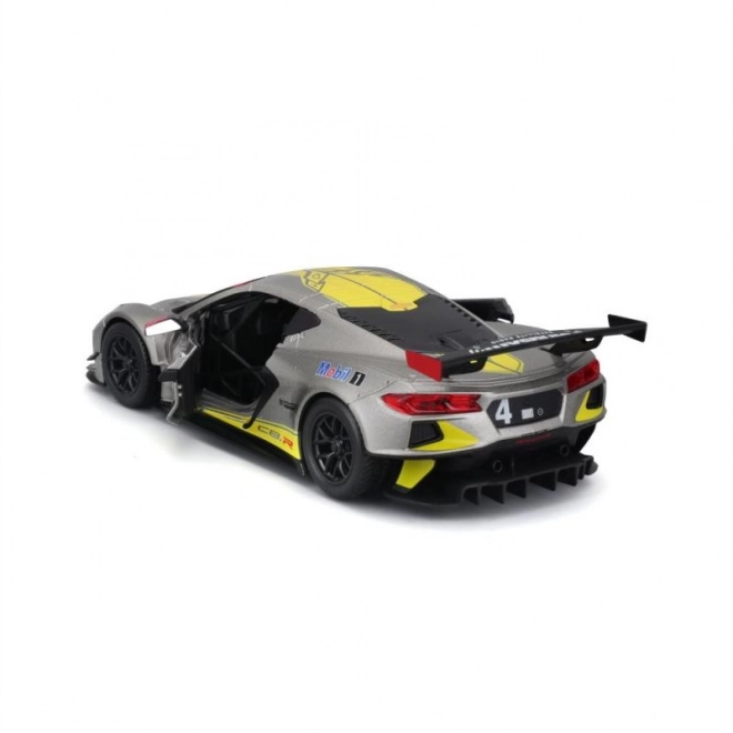 Kovový model auta Bburago 2020 Chevrolet Corvette C8R #3 v žltej farbe