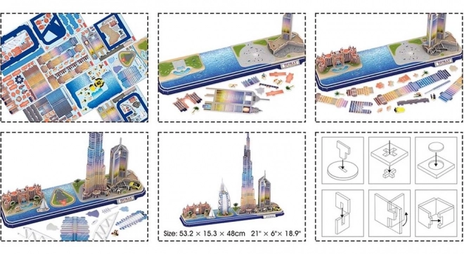 Svietiace 3D puzzle CityLine panorama Dubaj