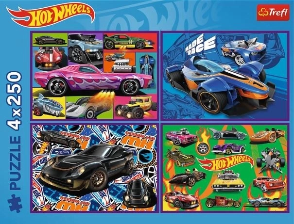 Puzzle 4x250 Hot Wheels závodné autá