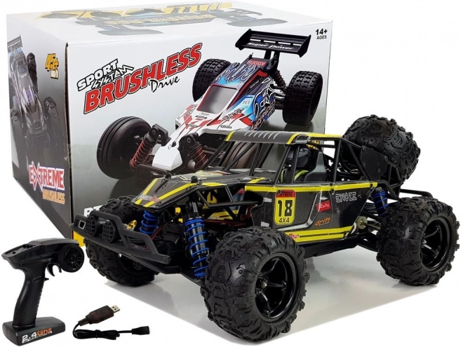 Závodné auto na diaľkové ovládanie Buggy 1:18 žlté