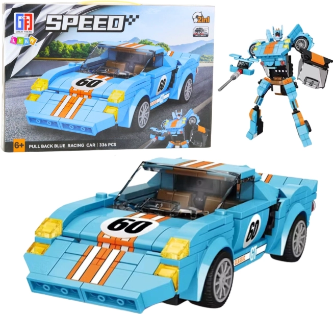 Stavebnica Auto Robot 2v1 Oranžovo-Modrý Pohon 336 dielikov
