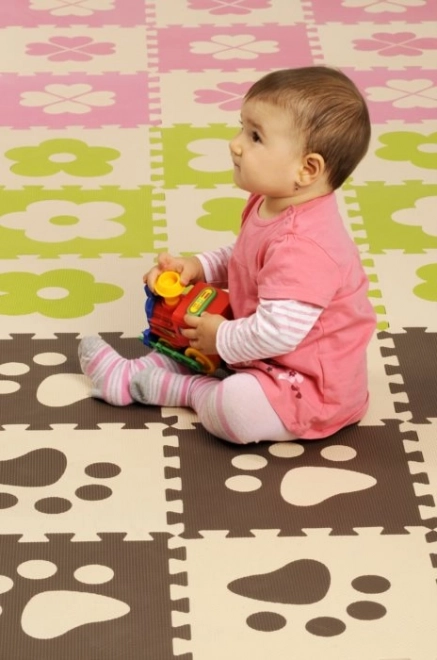 Pěnové baby puzzle hnedé tlapky