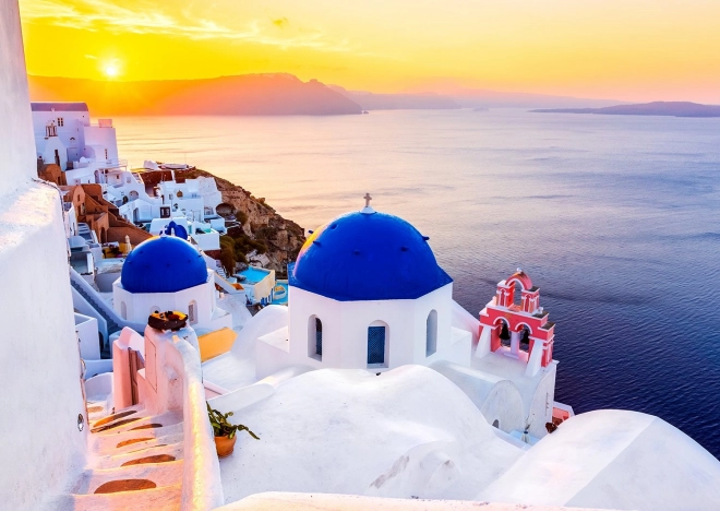 Enjoy Puzzle – východ slnka nad Santorini, Grécko (1000 dielikov)