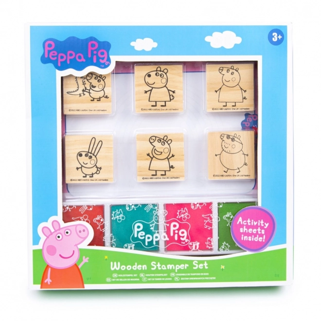 Drevená sada pečiatok Prasiatko Peppa
