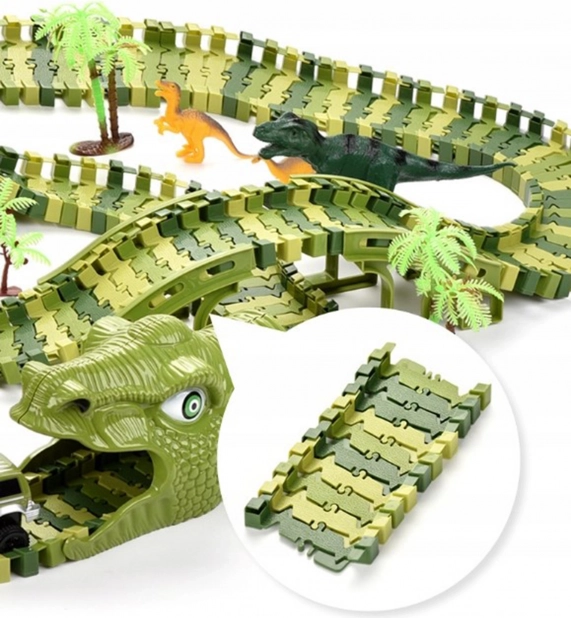 Dinosaurová závodná dráha s autíčkom a figúrkami