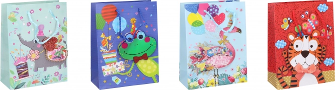Darčeková taška S detská 23 × 18 × 8 cm so zvieratkami