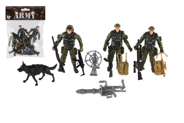 Sada vojakov so psom s príslušenstvom 12ks plast vo vrecku 17x20x3cm