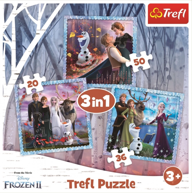 Trefl Puzzle Ľadové kráľovstvo 2: Kúzelný príbeh 3v1