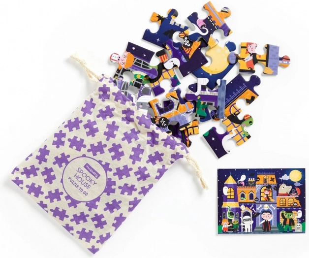 Puzzle Strašidelný dom od Mudpuppy v látkovom vrecúšku