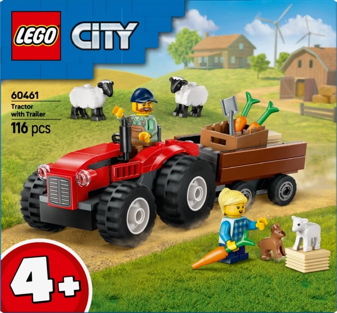 Lego City Červený traktor s prívesom a ovcou