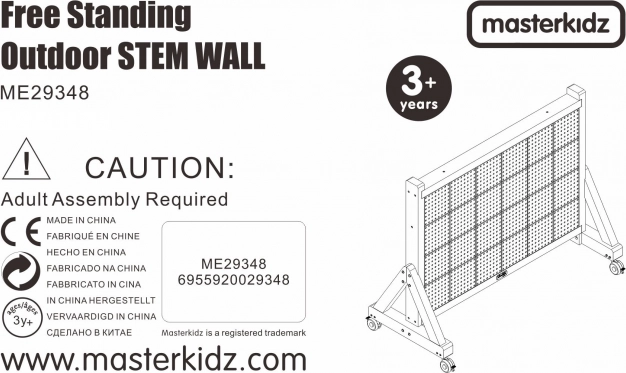 Masterkidz Drevená tabuľa XXL Vedecká Kreatívna STEM Stena Vonkajšia