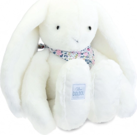 Doudou plyšový králik s šatkou biely 50 cm