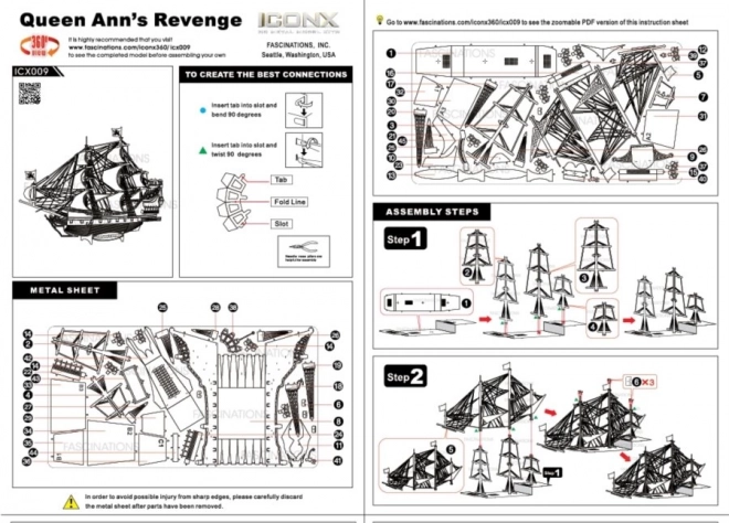 3D puzzle plachetnica Queen Anne's Revenge METAL EARTH