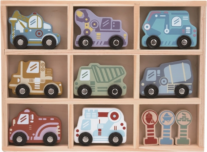 Sada drevených autíčok s poličkou 2Kids Toys