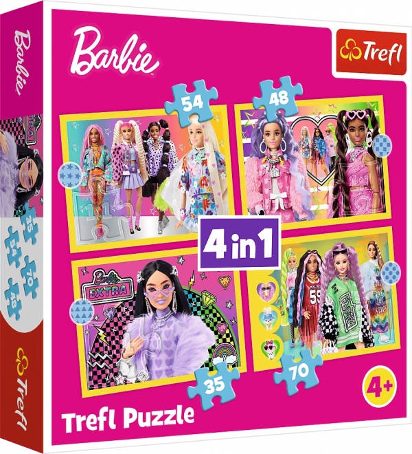 Puzzle 4v1 veselý svet Barbie