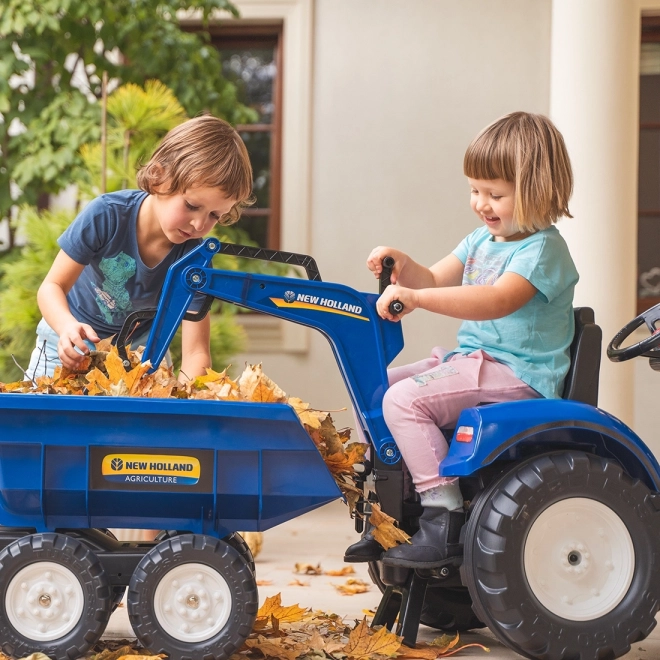 Traktor New Holland s prívesom modrý pre deti od 3 rokov