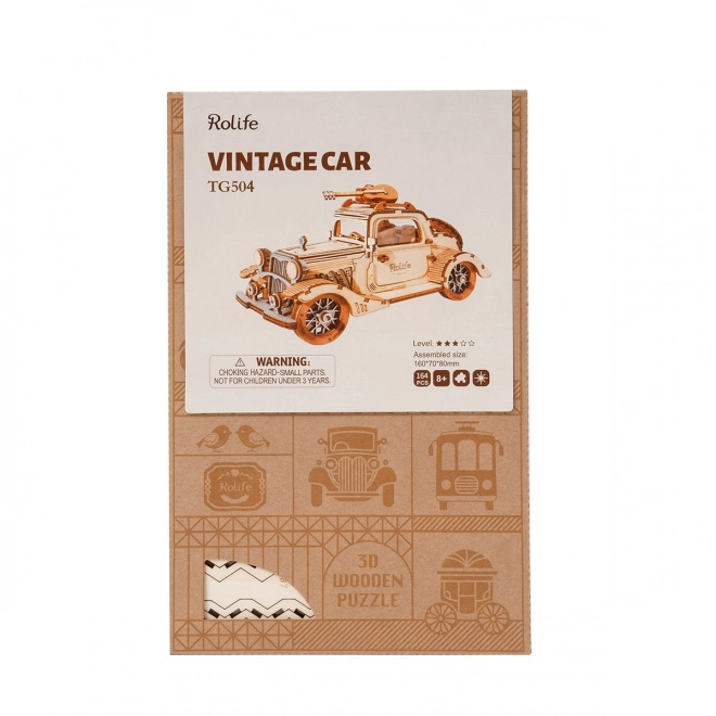 Auto Vintage - moderné 3D drevené puzzle