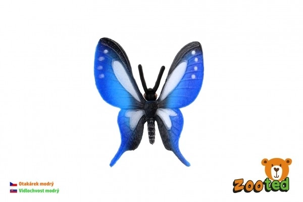 Tropický motýľ Papilio/Otakárek modrý z plastu 5cm v sáčku