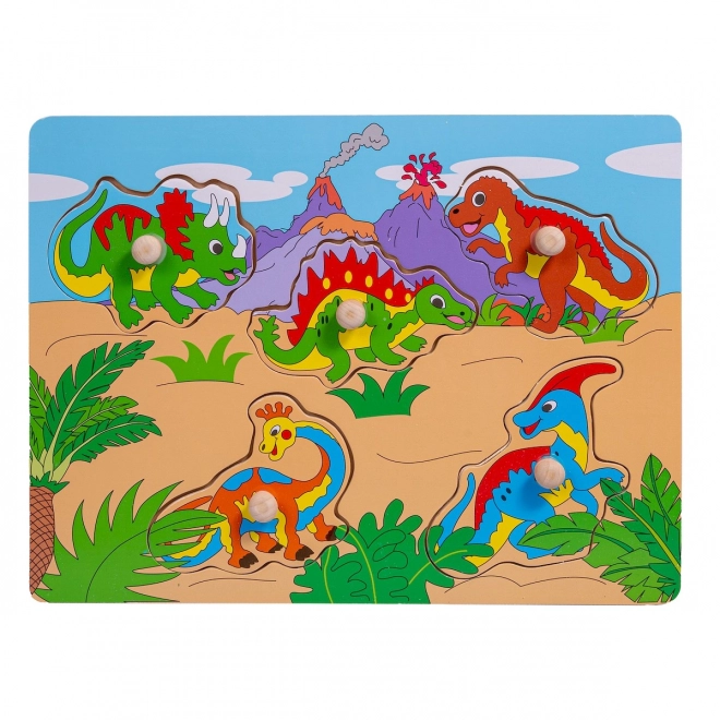 Drevené puzzle Dinosaury s úchytmi