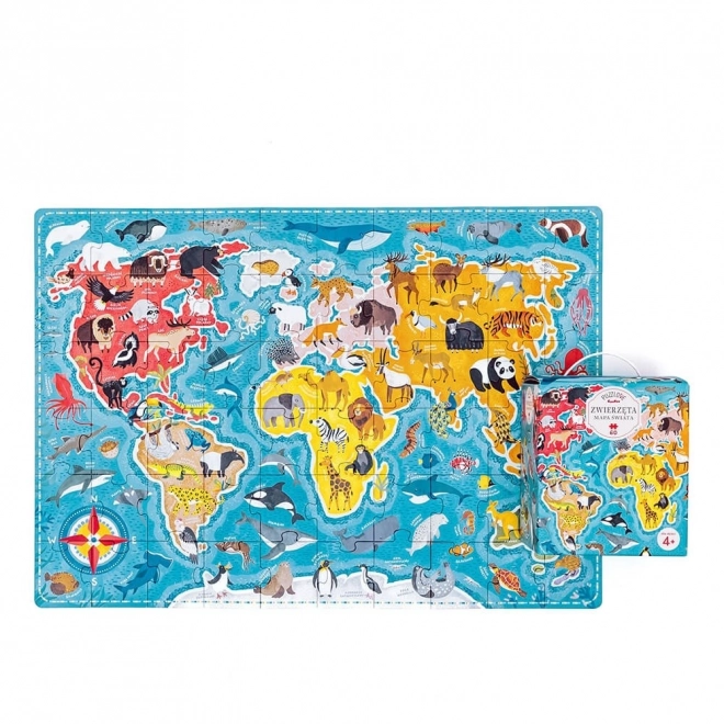 Puzzle 60 ks – Mapa sveta so zvieratami