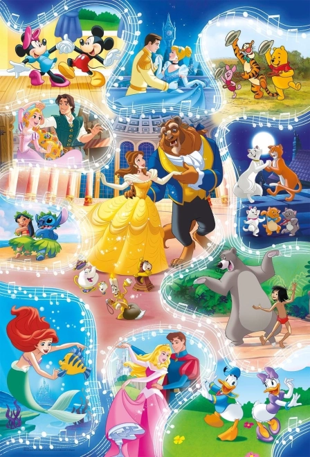 CLEMENTONI Puzzle Disney: Čas na tanec MAXI 24 dielikov