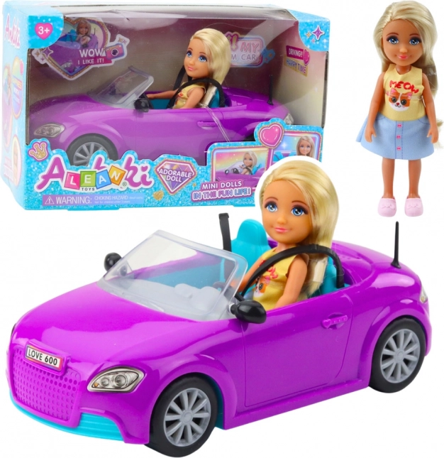 Mini bábika Ankiki kabriolet fialový