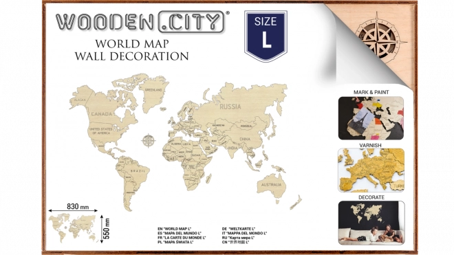 Drevená mapa sveta WOODEN CITY veľká
